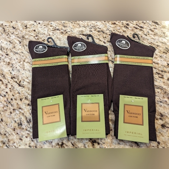 NWT Vannucci Couture Brown Imperial Cotton Dress socks 3 pairs -shoe size 4-8 - Picture 6 of 11